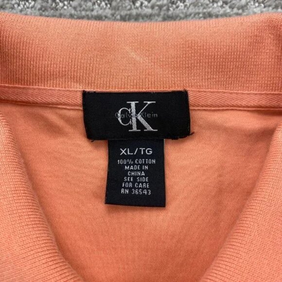 CK Calvin Klein Polo Shirt Men Extra Large XL Orange Casual Golf Shirt Golfer - Picture 2 of 9